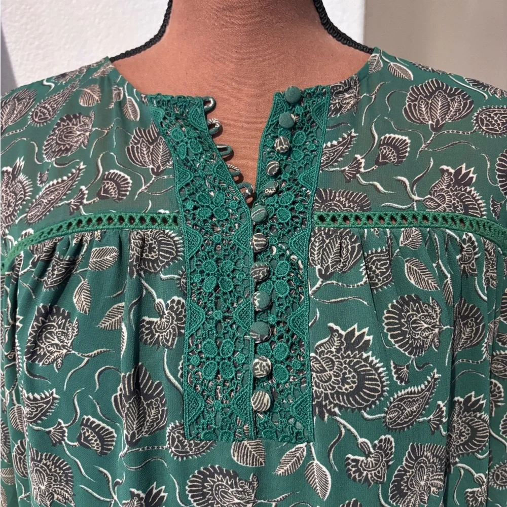 Rebecca Minkoff Florence dress in green paisley print polyester size M. Vintage! - Picture 6 of 16
